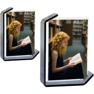 4x6inch 2 Pack Acrylic Picture Frames L Shaped Floating FrameDouble Sided Frames Artistic Modern picture Frame. (Grey, 4X6)