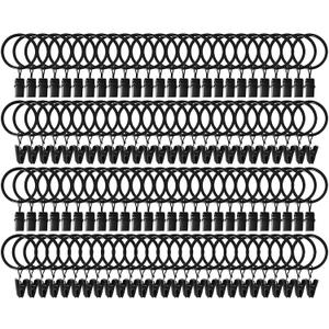105 Pack Curtain Clips with Rings 1.26" Interior Diameter, Metal Drapery Ring with Clips Compatible with up to 1 inch Drapery Rod, Strong Vintage Decorative Rustproof Drapery Window Ring with Hooks (Black)