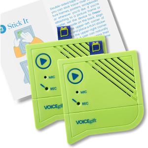 VOICEGIFT Voice-Over  Voice Recorder with Playback, Audio & Digital Recorder for Picture Frame, Portable Record Player & Customizable Sound Gifting & Crafting, Green, 2 pack