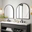 XRAMFY Arched Bathroom Mirror 32" x 34" for Bathroom Vanity Mirror or Wall Decor Black Arch Mirror Aluminum Alloy Frame Wall Mounted Mirror for Living Room Bedroom Entryway
