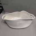 Goodpick White Baby Laundry Basket with Handles, Cute Cotton Rope Baskets for Toys, Small Basket for Organizing Gifts,Snacks,Woven Storage Baskets for Bathroom, 12"x 8" x 5"