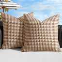 MIULEE Pack of 2 Outdoor Throw Pillow Covers Decorative Farmhouse Square Waterproof Pillows for Tent Patio Garden Balcony Sofa, 18x18 Inch Brown