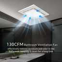 Bathroom Exhaust Fan with Light 130 CFM, Quiet 1.0 Sone, Cutout 9.8"x9.8", 12In Grille, 4In Duct, 6500K 1200Lm LED Light Bath Ceiling Vent Fan Combo for Bathroom Toilet Moisture & Odor Removal