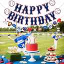 2 x Baseball Happy Birthday Banner - Baseball Sports Themed Happy Birthday Decorations Sign Baseball Party Banner Decorations Party Decor Supplies for Boys Girls (Blue)