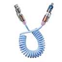 Scented & Color-Charging Glow 240W 4-in-1 Retractable Spring Cable, 2m/6.56ft Tangle-Free Fast Charging with Dual Type-C, USB-A & Lighting for Phone Tablet Laptop Car Accessories