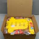 4-IN-1 Toddler Golf Ring Toss Basketball Hoop & Soccer Goal Sport Toys for 1-3 Year Olds, Baby Activity Center with Lights Bilingual Music & Vol Ctrl Gift for Boys Girls(H 24.4"-27.5") (Yellow)