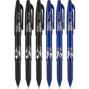 Pilot FriXion Ball 0.7mm Erasable Gel Pens, Fine Point, 3 Black Pens & 3 Blue Pens (6 PACK)