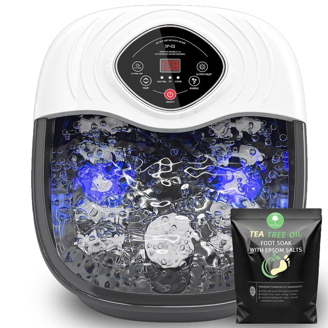 closewave Foot Spa Bath Massager with Heat, UV & Ozone Bubbles,Shiatsu Rollers Epsom Salt Temperature Control, Relieves Stress and Feet Pain - Home Pedicure Soaking Tub Gift for Women/Men, Mom/Dad