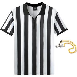 Shinestone Referee Shirt, Referee Costume Shirt for Womens and Mens, Zipper Neck Umpire Jersey for Sports and Christmas 3XL 