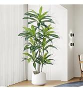 Zythrem 6ft Dracaena Artificial Plant Tall Faux Trees Indoor Realistic Floor Plant Artificial Trees for Home Decor Indoor Office Living Room Patio Greening Porch Décorations