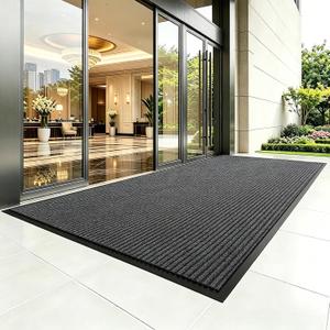 TANYOYO 3' X 10'Ft(40×118inches) Commercial Grade Door Floor Mat Brush Step Entrance Mat Vinyl Backed Utility Doormat Heavy Duty Floor Rugs Commercial Outdoor Carpet Indoor Entrance Mat，Grey