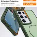 Rayboen for Magnetic Samsung Galaxy S21 Ultra Case 5G, [Compatible with Magsafe] Frosted Skin-Feel Solid Dual-Tone Panel with Soft Edge, Protective Slim Fit Phone Cover for S21 Ultra, Matte Green