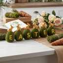 Threehoney 6 Pcs Easter Moss Bunny 3.5 Inch Green Bunny Eggs Spring Decor Artificial Flocked Moss Eggs Cute Rabbit Sit on Figurines for Spring Easter Basket Home Office Table Shelf Party Decor(Gold)