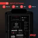 Pyle Bluetooth Karaoke PA Speaker - Indoor / Outdoor Portable Sound System with Wireless Mic, Audio Recording, Rechargeable Battery, USB / SD Reader, Stand Mount - for Party, Control - PSBT65A Black