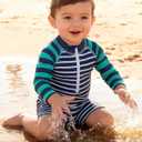 uideazone Baby Toddler Boys Zipper Rash Guard Swimsuit UPF 50+ One Piece Beach Swimwear Bathing Suits 3-36 Months (Blue)