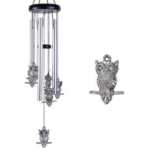 Owl Wind Chimes Outdoor/Indoor Decor - Memorial Wind Bells, Romantic Wind Catcher, Blessing Windchimes Gifts for Mom, Home, Balcony, Yard, Tree, Indoor, Festival Garden Decoration(5 Tubes, 6 Owls)