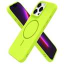oakxco for iPhone 13 Pro Case Silicone Mag Safe, Magnetic Slim Thin Phone Case Compatible with Magsafe Wireless Charging, Cute Girly Bright Fluorescent Rubber Gel for Women Girls, Lime Neon Green