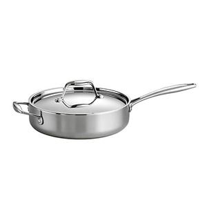 Tramontina Tri-Ply Clad Stainless Steel 3-Quart Saute Pan with Lid, Induction-Ready Cooking Pan, Dishwasher-Safe, NSF-Certified, Made in Brazil