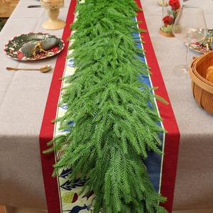 18 FT (2 * 9FT) Christmas Norfolk Pine Garland, Real Touch Dense Faux Greenery Garland for Mantle, Table, Wall, Indoor & Outdoor Christmas Decorations