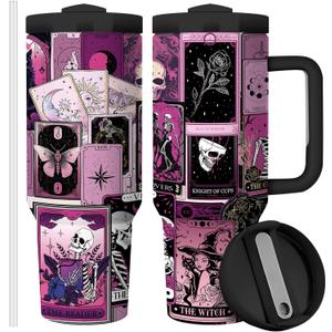 Tumbler with Lid and Straw Travel Coffee Mug Gifts for Astrology, Tarot CardsCelestial, Moon, Galaxy Lovers 40oz Tumbler with Handle Travel Mug Double Wall Vacuun Insulated Cup (Pack of 1)