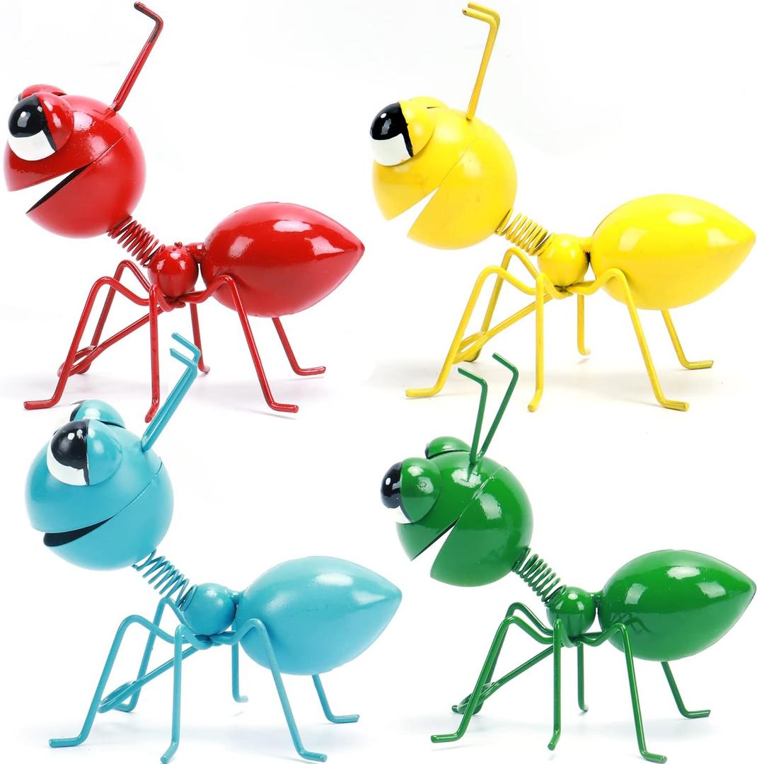 Cruis Cuka Metal Yard Art Garden Decorative Cute Ant Outdoor Wall Sculptures-Set of 4