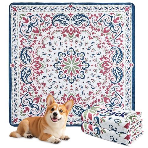 Mozin Washable Pee Pads for Dogs, 2 Pack Super Absorbent Reusable Puppy Pads Waterproof, Leak-Proof & Non-Slip Whelping Pad for Potty Training, Playpens, Crates, Floors, Beds, and Couches 36"x36"