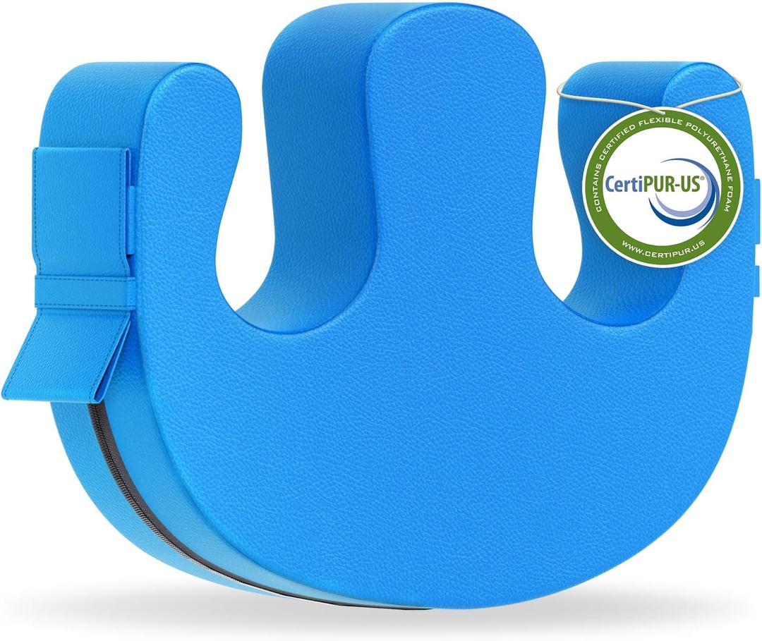 JJ CARE Patient Turning Device - 1 Pc U Shape Turning Pillow, Waterproof PU Leather Case, Anti-Decubitus Turnover Pillow with Handles and Strap, Bedridden Patient Supplies