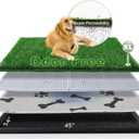 HQ4US 4LEGS Dog Grass Pad with Tray Extra Large 4534 Ultra-Absorbent Artificial Grass Pad for Dogs Potty Grass Hemmed Edge for Indoor Potty Training, Reusable Dogs Pee Pads, Dog Litter Box Balcony