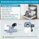 W11612326, W10805386 Dishwasher Circulation Pump Compatible with whirlpool, kenmore, amana: WDF330PAHB4 WDF330PAHS3 WDF330PAHS5 etc. Replace Dishwasher Pump W10879262, W11521435, AP7193729 etc