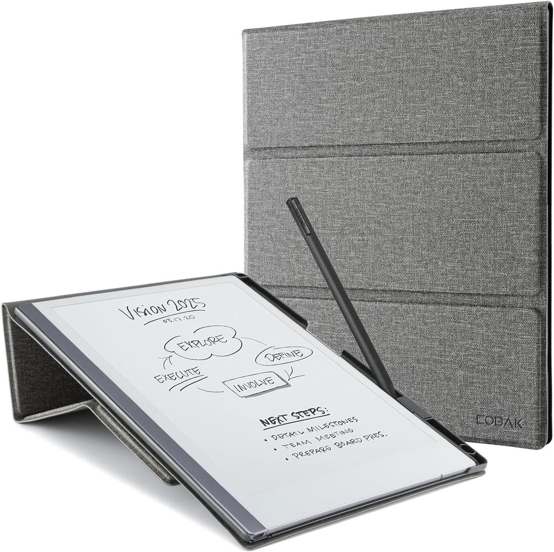 CoBak Case for Remarkable 2 - Multi-Angle Foldable Stand With Pen Holder - Perfect for Remarkable Paper Tablet (2020 Released) (Fabric gray)