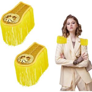 SUPERFINDINGS 1 Pair 2Pcs Gold Fringe Epaulettes Honor Guard Fringe Epaulet Orchestra Uniforms Shoulder Epaulettes Clothes Accessories for Halloween Cosplay Carnival Dress Up