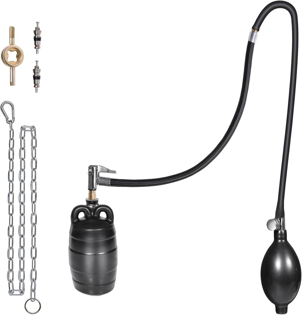 2 Inch Inflatable Pipe Plug Balloon Kit with Extension Hose,Safety Chain & Pump, Rubber Sewer Test Ball for Drain Blocking, Plumbing Pressure Testing/Leak Detection(Fits 1.8"-2.2" Pipes)