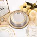 I00000 200 Pcs Clear Gold Plastic Plates - Disposable Party Plates, Gold Plate Disposable Include 100 Dinner Plate and 100 Dessert Plate, Plastic Plate for Party, Holiday, Wedding & Birthday