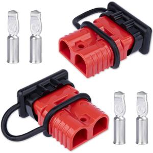 BFXM Anderson Connector 2 Pcs, 175 Amp 12v Batteries Quick Connect/Disconnect Plug Kit, Connectors for 1/0 AWG Cables, for Car Bike ATV Winches Lifts Motors More, Red