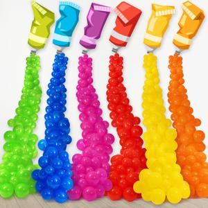 Foilswirl 96pcs Art Paint Birthday Party Decorations Kit, Colorful Painting Balloons Back to School Photo Backdrop for Art Classroom Painting Birthday Graduation Party(Paint Tube)