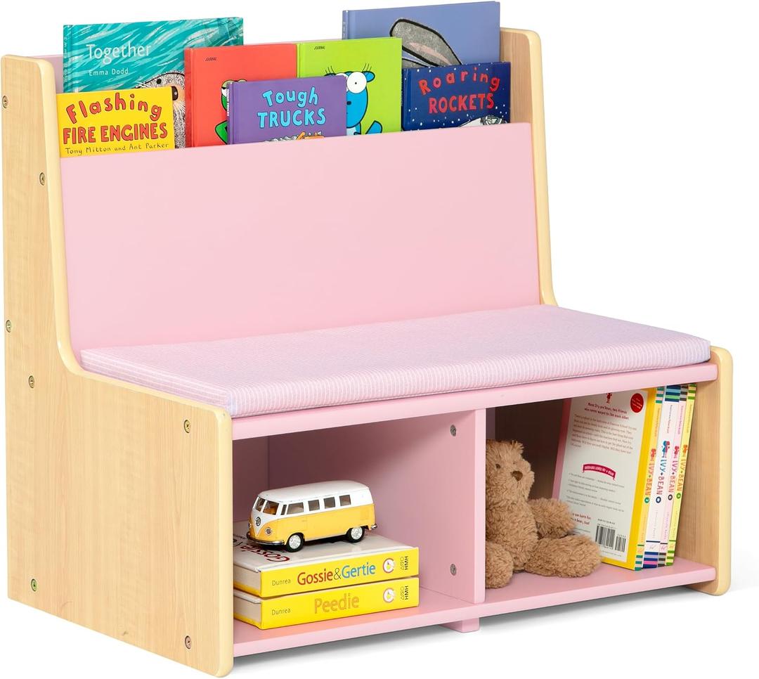 Delta Children - GapKids Reading Nook with Padded Bench - Greenguard Gold Certified, Blush Pink, 24 inches W x 15.75 inches D x 21.65 inches H