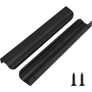 goldenwarm 10 Pack Kitchen Cabinet Handles 7-1/2 Inch Black Finger Pulls for Cabinets Edge Pulls Black Kitchen Hardware for Dresser Drawers,Aluminum Alloy (Hole Center:192mm(7.5in))