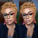 Pixie Cut Human Hair Wig for Women 27# Blonde Color Short Layered Pixie Cut Curly Style Human Hair Glueless Full Machine Made Wig Lightweight and Breathable Wear and go Wig (Blonde)