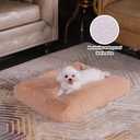 Bedfolks Plush Waterproof Dog Crate Bed, Removable Washable Cover, Faux Fur, Fluffy Kennel Bed 23"x18", Camel