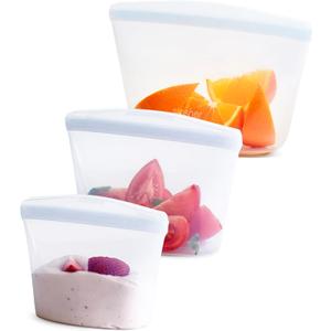 Stasher Premium Silicone Reusable Food Storage Bags, 3-Pack, Clear, Multi-Use Food Storage Bags, Lunch Bag, Travel Containers, BPA Free, Leak-free, Dishwasher-Safe, Eco-friendly