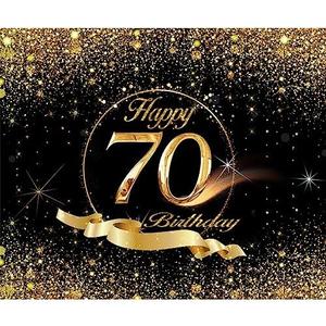 70th Birthday Backdrop Banner 10x8ft Men Black Gold 70th Birthday Decoration Background Men Women Bday Party Celebration Photos Cheers to 70 Years Old Party Backdrop