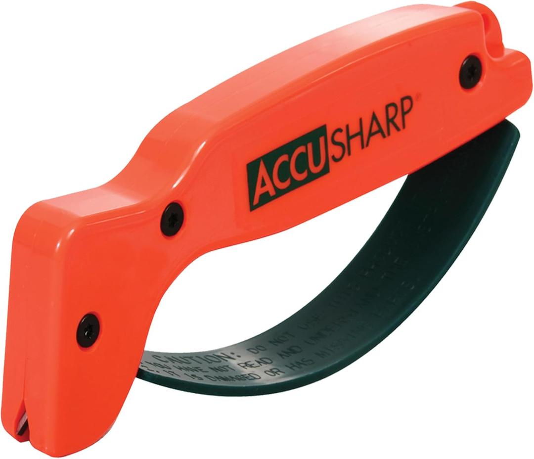AccuSharp Knife Sharpener, Ergonomic Comfortable Handle, Compact & Easy to Use, Restore and Hone Straight & Serrated Knives, Blaze Orange
