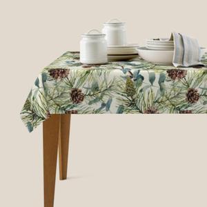 Robvobe Christmas Rectangle Tablecloth 60x84 Inch Evergreen Leaves Pine Cone Print Winter Holiday Decorative Washable Polyester Table Cloth for Party Picnic Home Kitchen Decor Decoration
