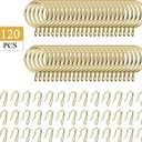 Hotop 60 Pieces 1.26 Inch Metal Drapery Curtain Rings Curtain Hanging Rings and 60 Pieces Metal Drapery Pin Hooks for Drapes Window Door Shower (Gold)