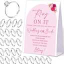 Pink Floral Don't say Bride or Wedding Game, Put a Ring on It Bridal Shower Game with 50 Fake Rings, Modern Bridal Shower Decorations, Wedding Shower or Bachelorette Party Supplies - 05