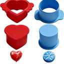 2 Sets Cake Pop Cutter Molds, Round 2 in/5 cm and Heart-Shaped 2.5 in/6.35 cm Cookie Cake Pop Molds Shapes, Plastic Cake Pop Press Set for Baking, Blue, Red