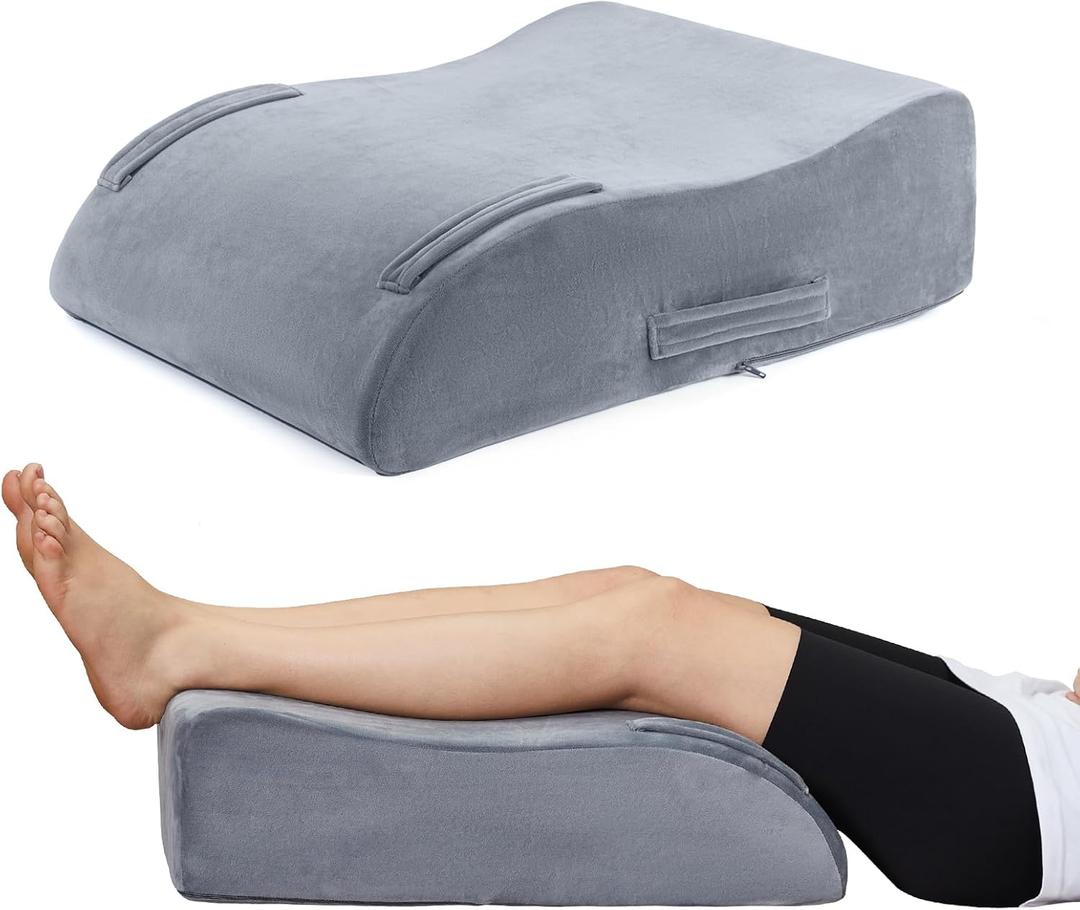 Leg Elevation Pillow,8'' Leg Support Pilllows Elevating Legs for After Surgery,Swelling, Circulation, Back,Hip,Knee Pain Relief,Memory Foam Wedge Pillow for Post Surgery Recovery