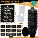 25 Pcs Graduation Candy Buffet Party Decoration Graduation Table Candy Bar Snack Labels Signs and 5'' Buckets with Handle for Class of 2026 High School College(Pure Style,Black)