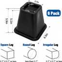 6 Pack Large Bed Furniture Risers, 6 inch Heavy Duty Couch Lift Risers for Sofa, Chair, Cabinet, Desk, High, Durable ABS Plastic, Premium Quality, Supports up to 2200 lbs, Black