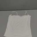 Trendy Queen Womens Spaghetti Strap Tank Top Summer Double Lined Workout Camisole Going Out Cute Tops Y2k Teen Girl Basic White Size 2XS
